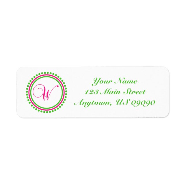 Étiquette de adresse Mongramme du point W (rose /  (Devant)