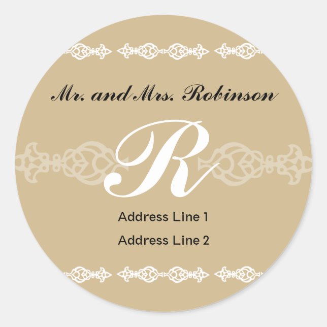 Étiquette de adresse Monogramme classique 2 (Devant)