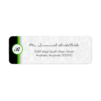 Étiquette de adresse Monogramme Damask vert
