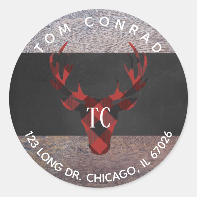 Étiquette de adresse Monogramme de la tête de cerf (Devant)