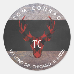 Étiquette de adresse Monogramme de la tête de cerf