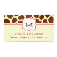 Étiquette de adresse Monogramme - Giraffe Imprimer
