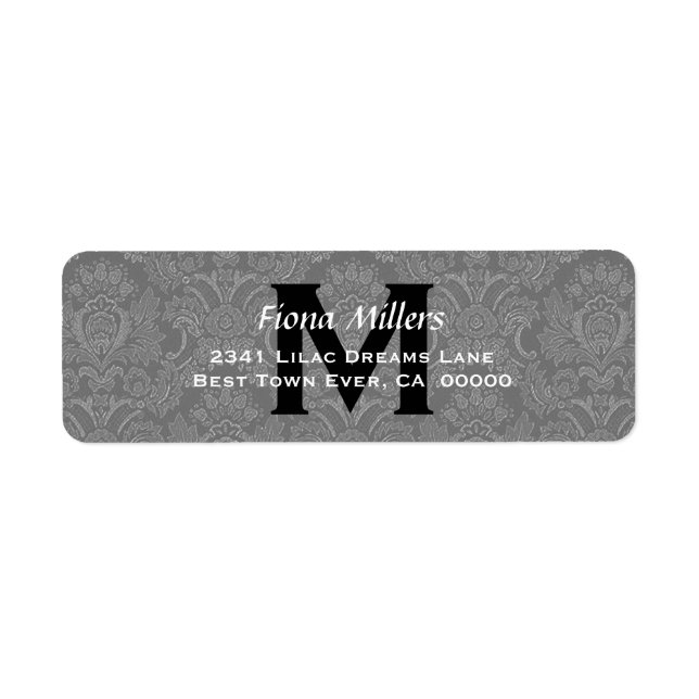 Étiquette de adresse Monogramme Mariage damassé gr (Devant)