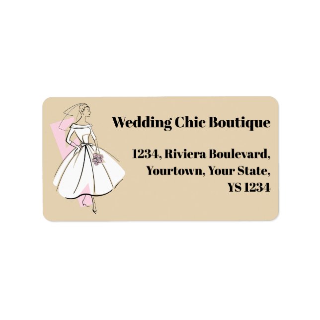 Étiquette de adresse neutre de mariée de mode (Devant)