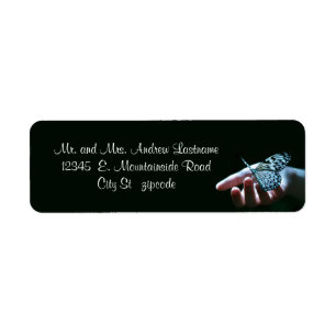 étiquette de adresse noir bleu papillon