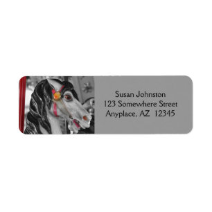 Étiquette de adresse noir et blanc du carrousel