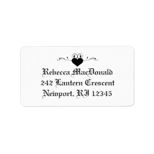 Étiquette de adresse noir et blanc gothique