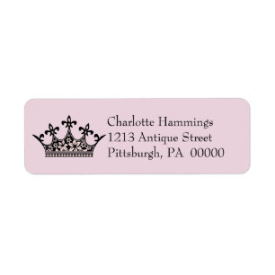 Étiquette de adresse noir et rose de princesse