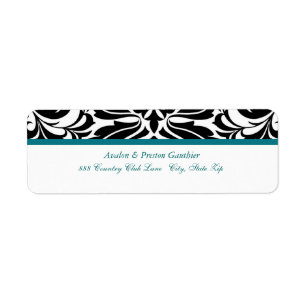 Étiquette de adresse noir turquoise élégant de