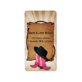 étiquette de adresse occidental de thème de bottes