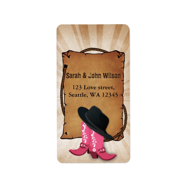 étiquette de adresse occidental de thème de bottes (Devant)