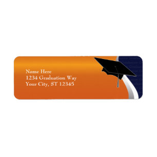 Étiquette de adresse Orange & Blue Graduation