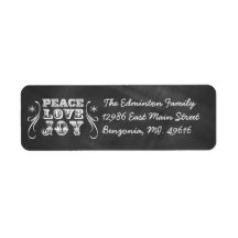 Étiquette de adresse Peace Love Joie Chalkboard Ho
