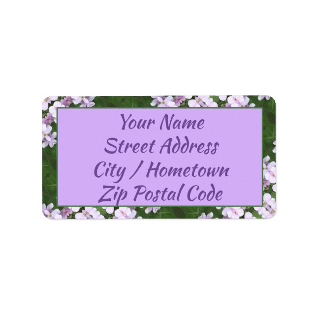 Étiquette de adresse personnalisable en violet et  (Devant)