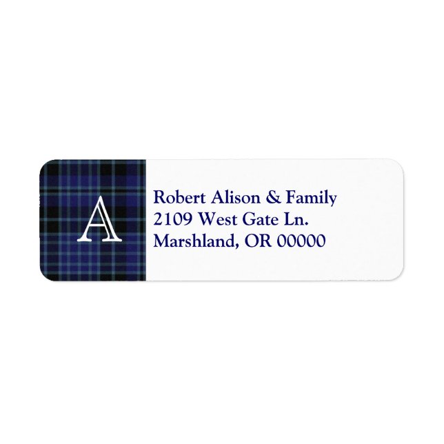 Étiquette de adresse personnalisé Accent bleu et n (Devant)