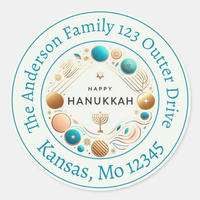 Étiquette de adresse personnalisé Happy Hanoukka (Devant)