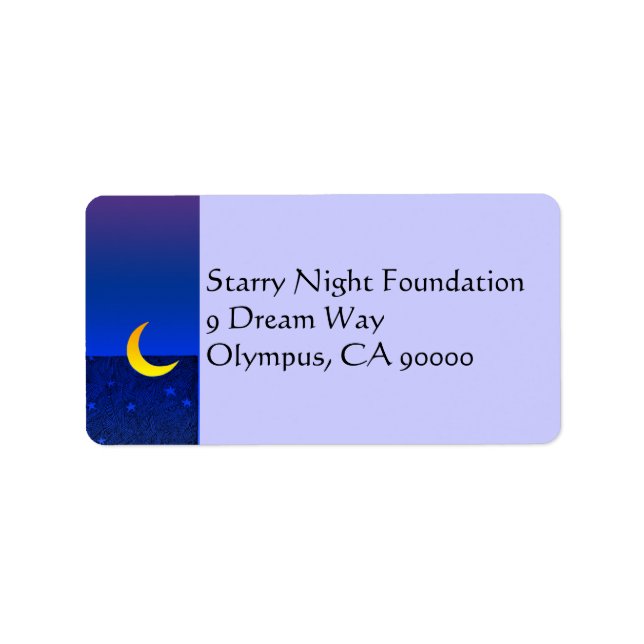 Étiquette de adresse personnalisé Lune et étoiles (Devant)