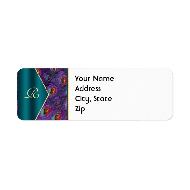 Étiquette de adresse Plum Peacock turquoise (Devant)