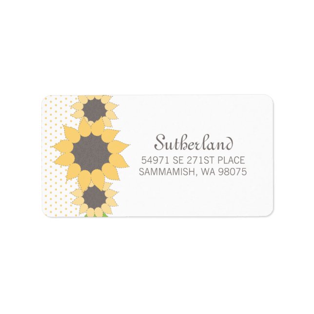Étiquette de adresse pois et tournesols (Devant)