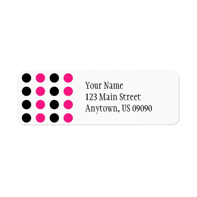 Étiquette de adresse pois (Rose chaud / Noir) (Devant)