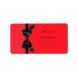 ÉTIQUETTE DE ADRESSE POLKA POT BLANC ROUGE MODERNE