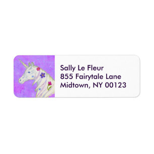 Étiquette de adresse pourpre de licorne