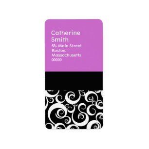 Étiquette de adresse pourpre et noir Damask torse