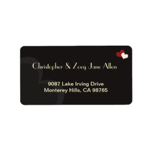 Étiquette de adresse Red & Black Hearts