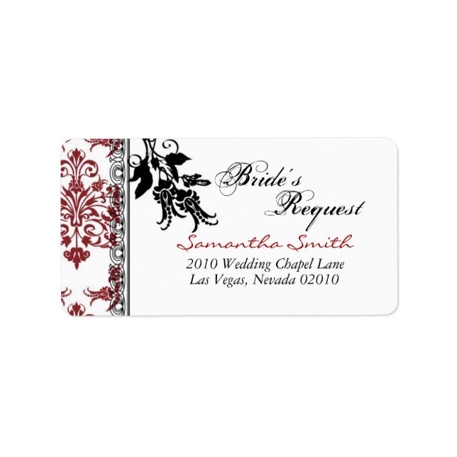 Étiquette de adresse Red Brocade (Devant)