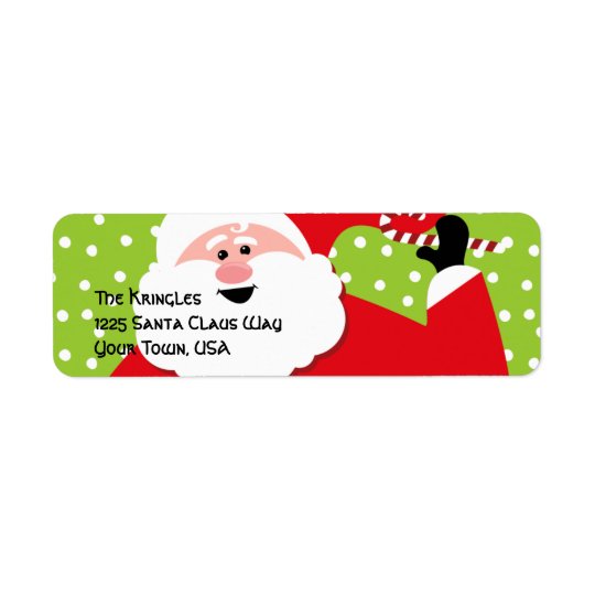 Étiquette de adresse rond de Père Noël