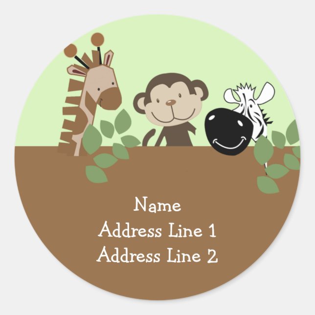 Étiquette de adresse rond - Jungle Adventure Anima (Devant)