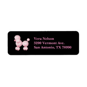 Étiquette de adresse rose de retour de caniche