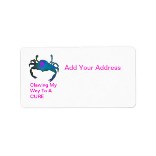 Étiquette de adresse rose de ruban de crabe