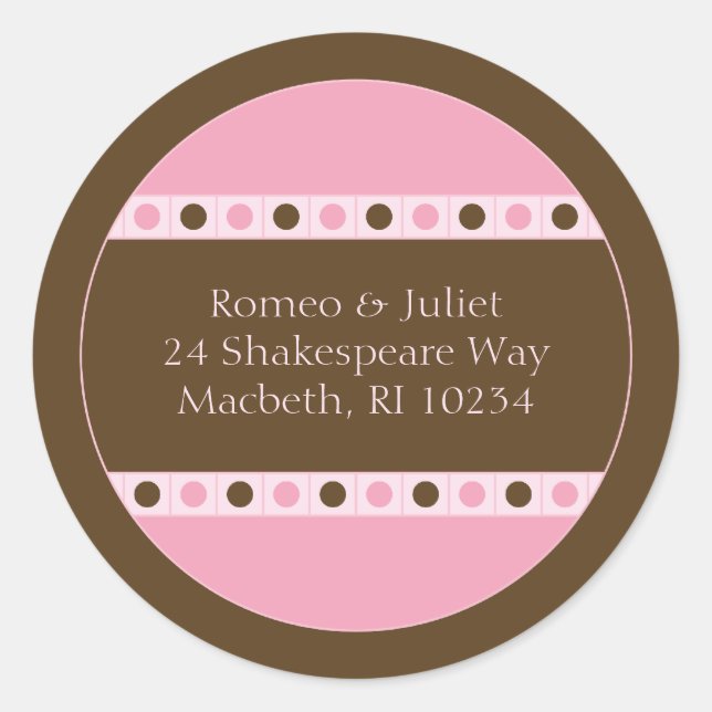 Étiquette de adresse - rose et Brown (Devant)