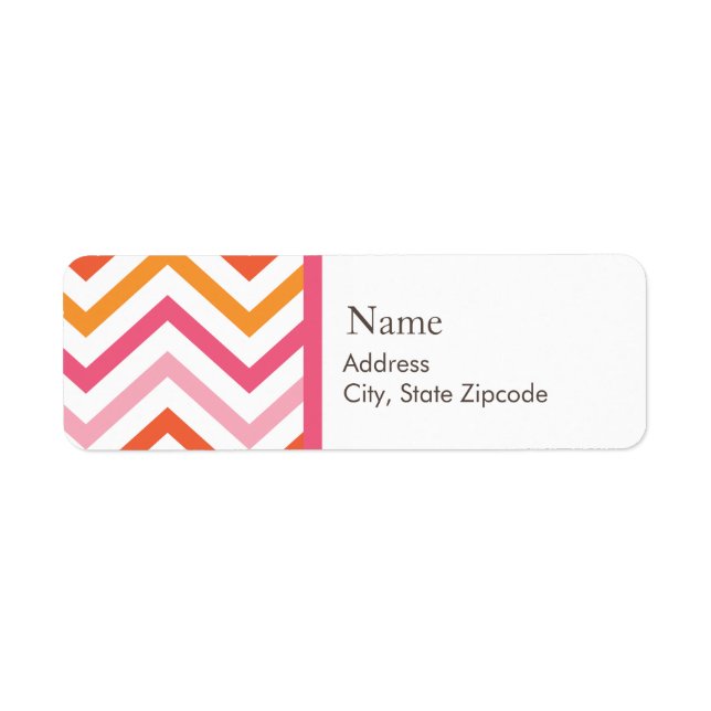 Étiquette de adresse rose et orange Chevron (Devant)