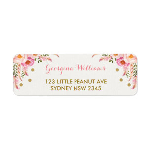Étiquette de adresse rose floral de baby shower