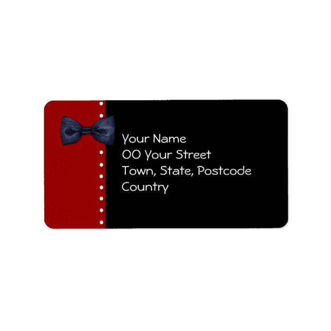 Étiquette de adresse rouge BowTie noir (Devant)