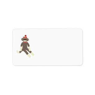 étiquette de adresse rouge de casquette de singe