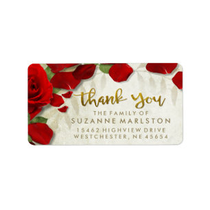 Étiquette de adresse rouge de famille de Merci de