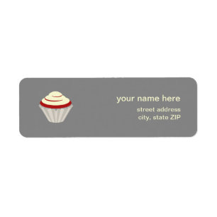 Étiquette de adresse rouge de petit gâteau de