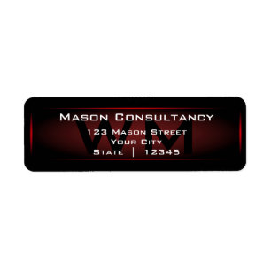 Étiquette de adresse rouge de retour de monogramme