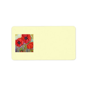 Étiquette de adresse rouge des pavots II de Paris