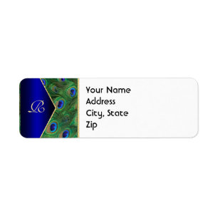 Étiquette de adresse Royal Blue Peacock