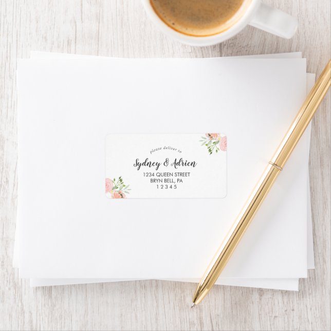 Étiquette de adresse RSVP de mariage Spring Peony (En situation)