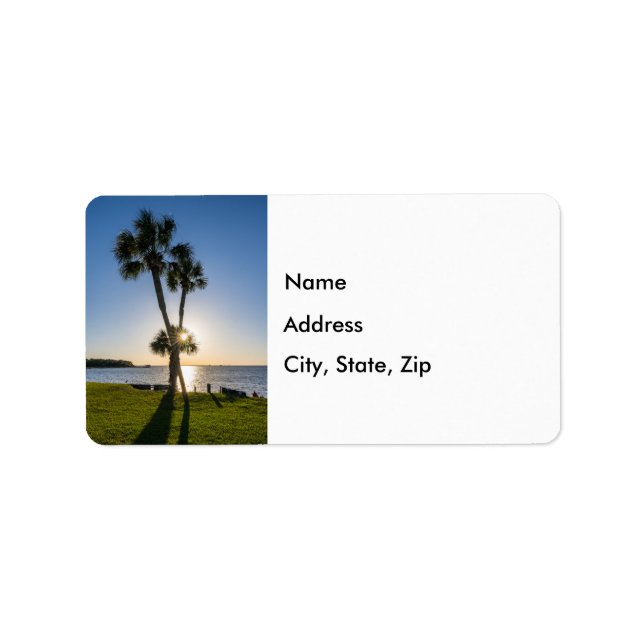 Étiquette de adresse Silhouette Ciseaux Palm Tree (Devant)