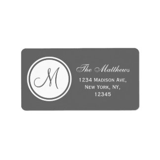 Étiquette de adresse simple de gris d'initiale de