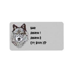 Étiquette de adresse stylisé de tête de loup
