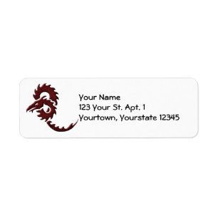 Étiquette de adresse tribal rouge de dragon