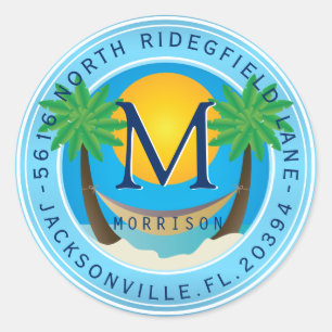Étiquette de adresse tropical de monogramme