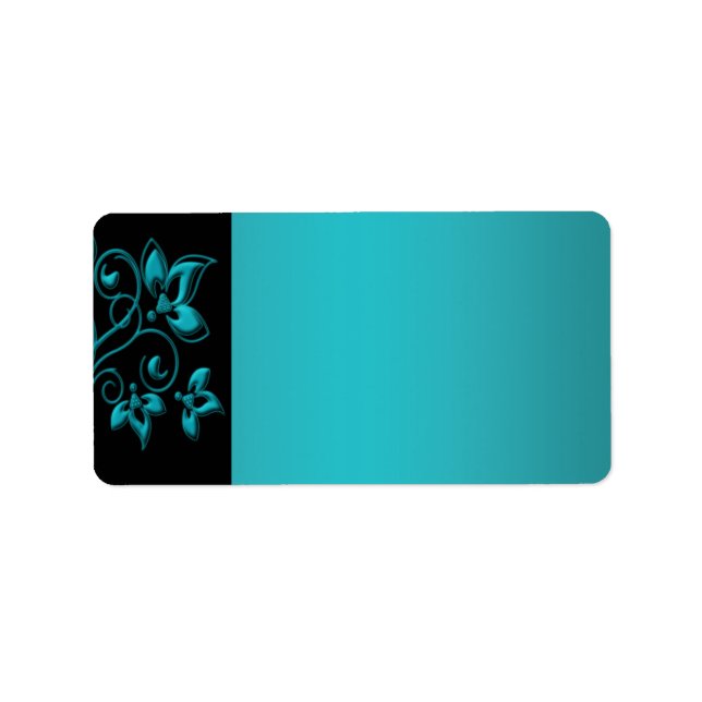 Étiquette de adresse turquoise et noir (Devant)